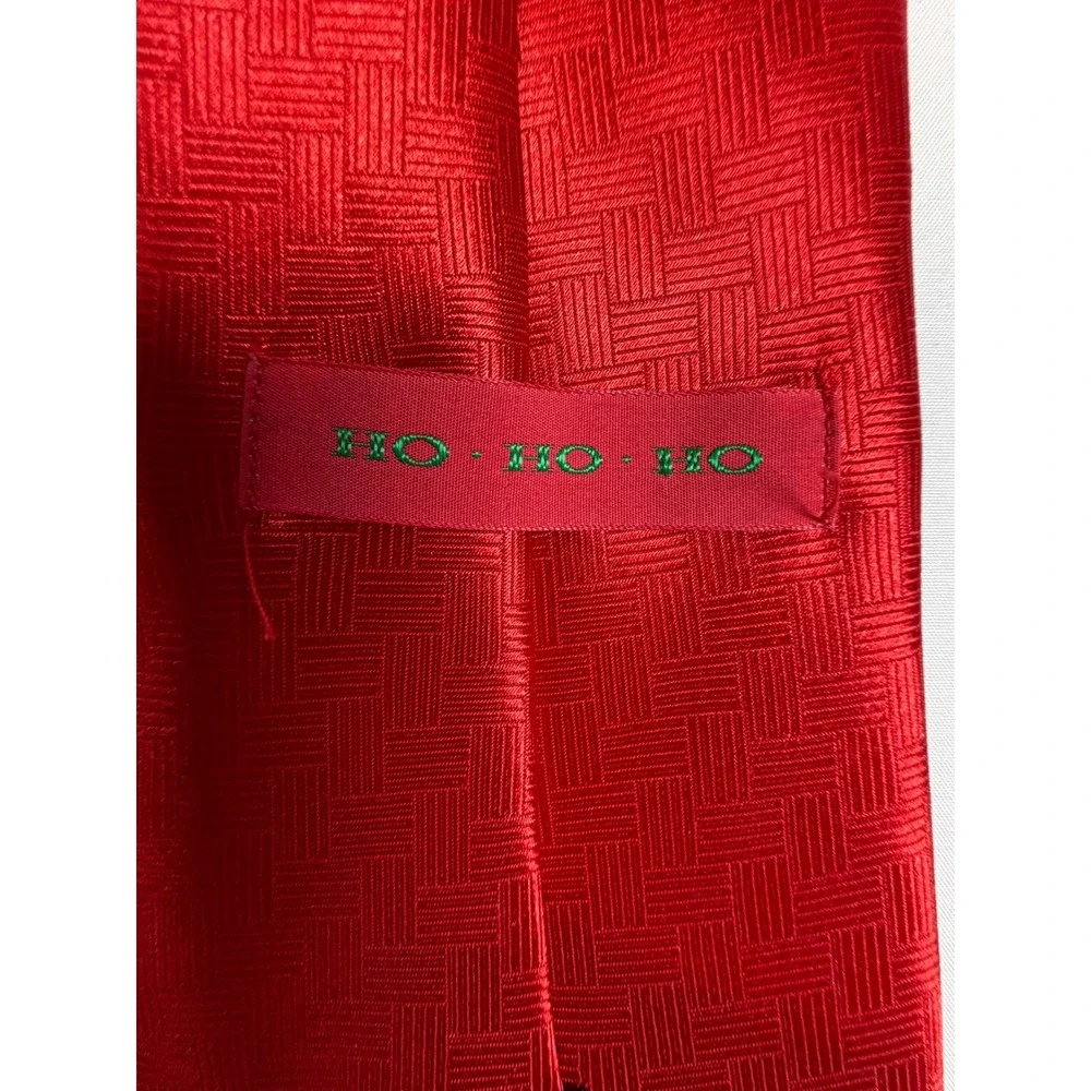 Mens Gingerbread Man Christmas Silk Tie Red Blue Candy Cane Stripe Holiday Tie